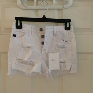 White denim cut off shorts